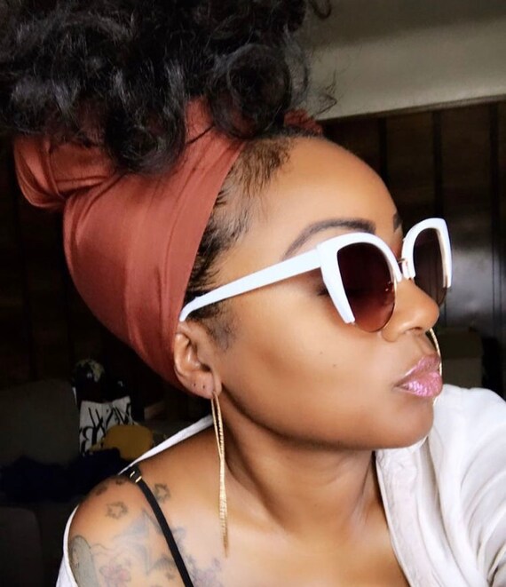 Solid "Cognac/Brown" hair wrap
