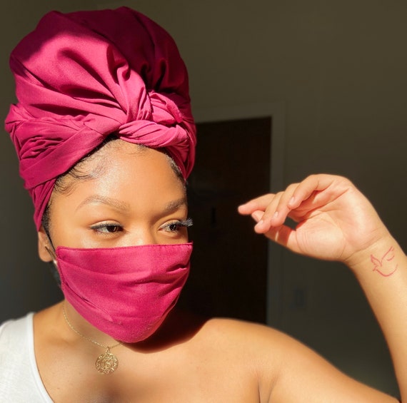 Wrap & Filtered Mask set ( Fuchsia solid)