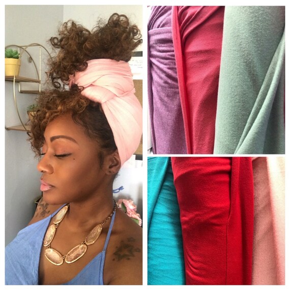 Head wrap “Cotton stretch jersey” light pink/peach wrap