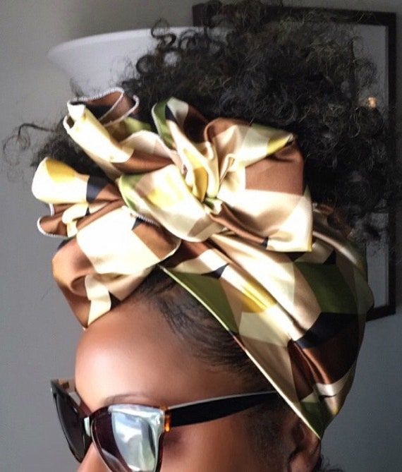 The "Latte" satin hair wrap