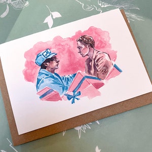 Cartão de felicitações ilustrado do Grand Budapest Hotel, CITAÇÃO DO FILME de Wes Anderson escrita dentro, Dia dos Namorados, Cartão Zero & Agatha V'Day