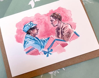 Grand Budapest Hotel Illustrated Greeting Card, Wes Anderson inspired Movie Quote illustration, Valentine's Day, Zero & Agatha V'Day Card