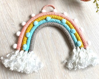 Pastel Macrame rainbow wall hanging Nursery room decor fiber wall art Kids room decor Hope rainbow