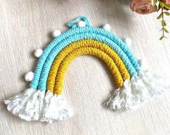 Ukraine Macrame Rainbow wall hanging Fiber art decor Hope Rainbow Blue and Yellow Stay with Ukraine