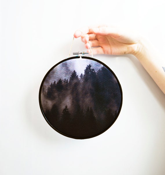 Foggy Forest Wall Decor Framed Tumblr Hoop Art Aesthetic Room Etsy