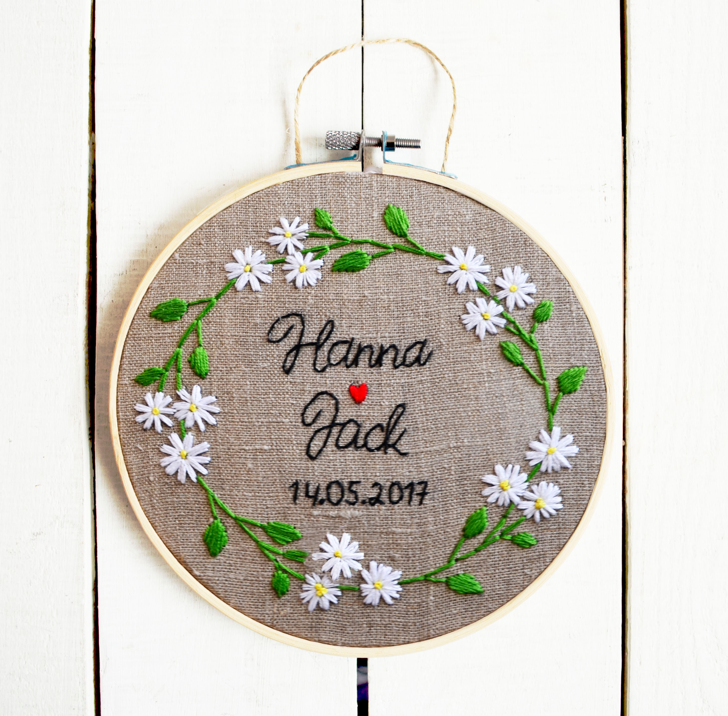 Personalized Wedding Embroidery Hoop Art Custom Couple Names