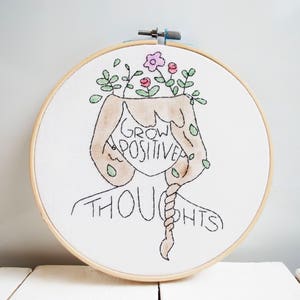 Quotes embroidery hoop art botanical embroidery freestyle embroidery contemporary hand embroidery designs figurative hand stitched above bed