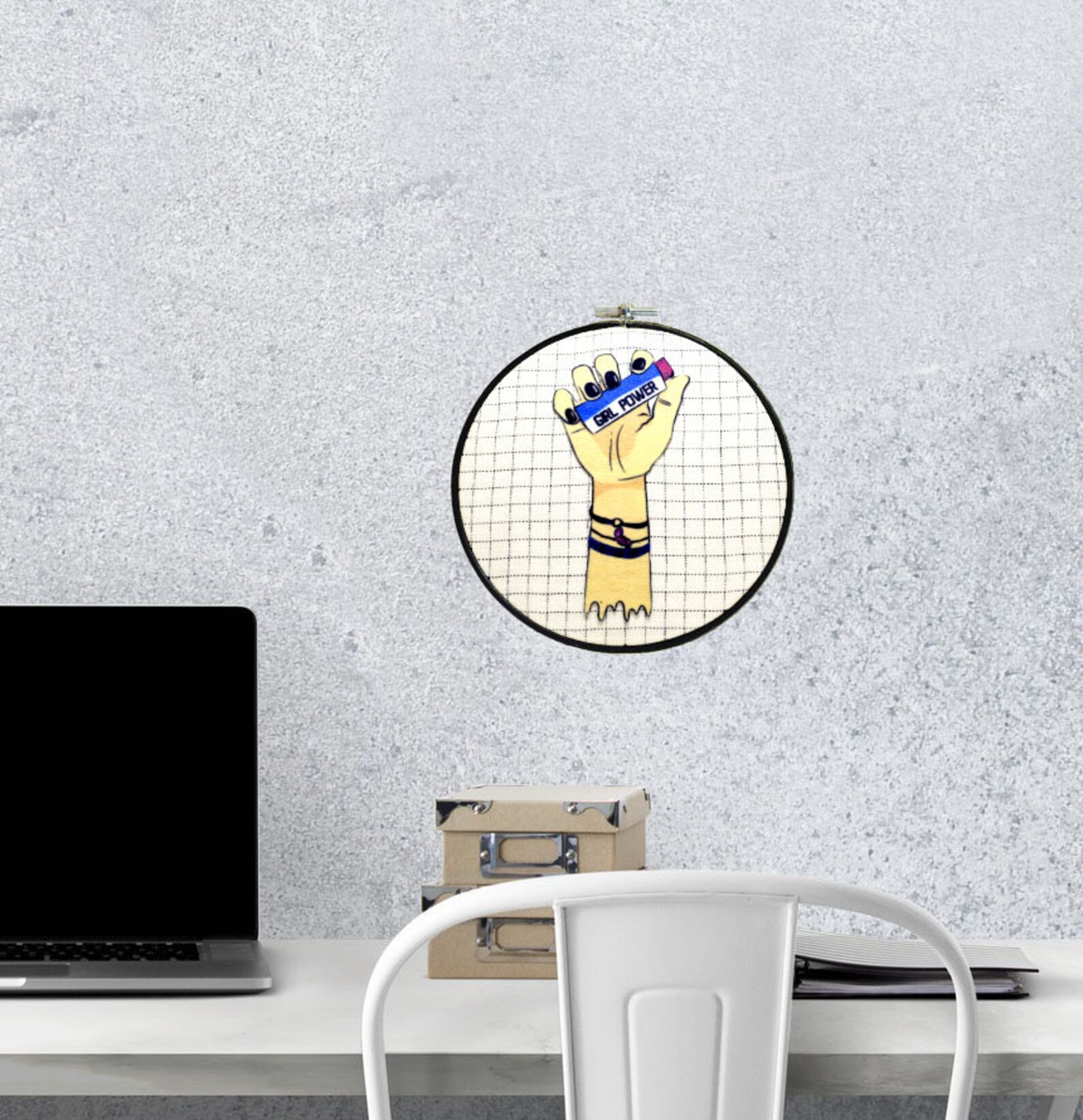 Feminist art Girl power wall art feminist room decor Hoop art  Etsy