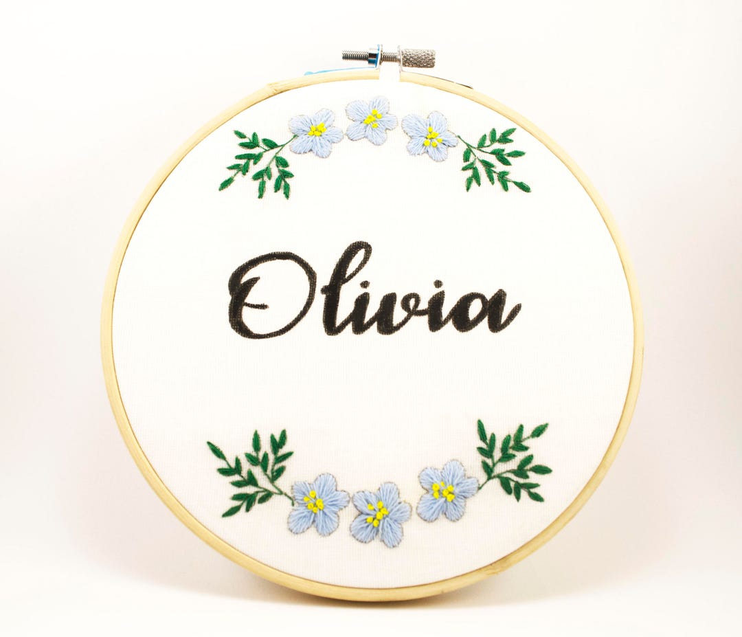 Personalized Name Embroidery Hoop Art Flowers Embroidery Custom Name ...