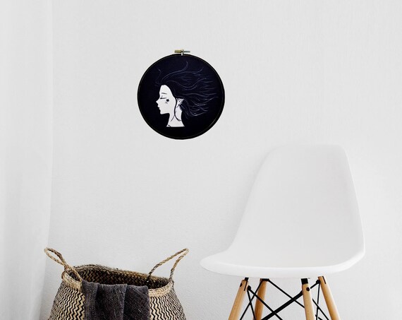 Aesthetic Room Decor Framed Wall Art Black And White Drawings Tumblr Wall Hoop Art Monochrome Print Lounge Decor