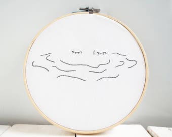 Sleep eyes embroidery hoop art Minimalist embroidered I am Sea Minimalist room decor Embroidery home art Romantic bedroom Gift Tumblr decor