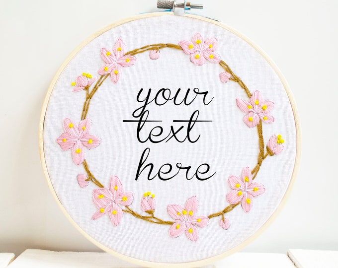 Floral embroidery hoop art hand Custom gift wall hanging Floral wreath Personallized hoop Botanical cross stitch