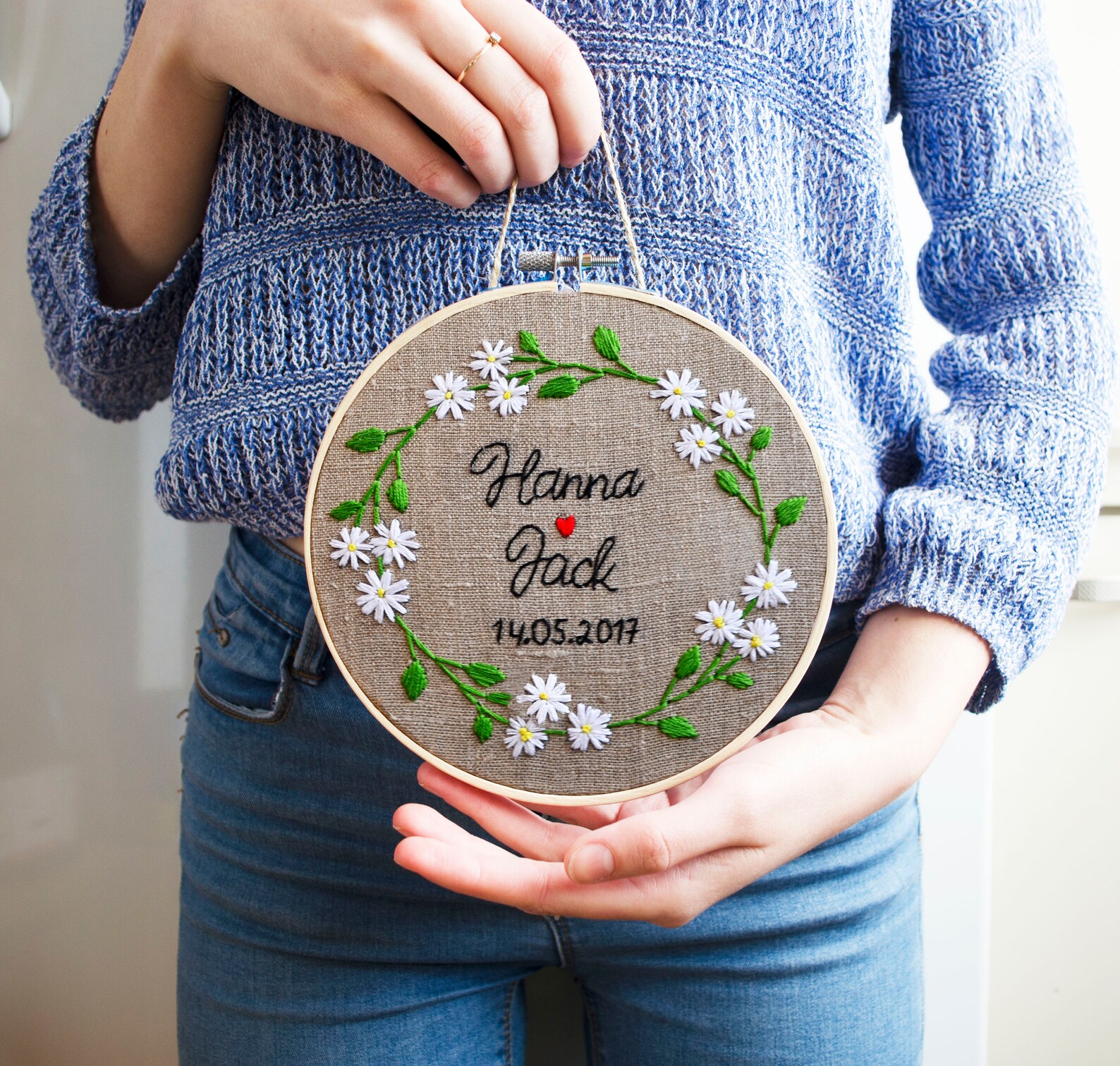 Personalized wedding embroidery hoop art Custom couple names Etsy