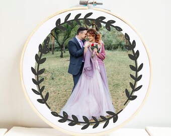 Personalized photo hoop art valentines day gift for new couple Memorable wall hanging art decor 40th anniversary custom gift to couplefriend