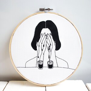 Hand embroidery Women cry wall art Embroidery hoop art tumblr decor grunge softgrunge tumblr inspired seapunk dorm decor hand embroidered