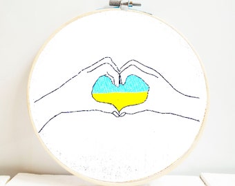 Ukraine Embroidery Heart Embroidery Hoop Art Finished Embroidered Hoop Decor heart hands embroidery The Heart of Ukraine Pray for Ukraine