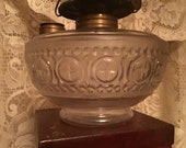 Miller Glass Oil Lamp Glass Ornate Design Frosted Font
