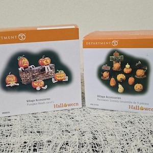 Têtes de citrouilles et décors d'Halloween Dept56 Village enneigé Citrouilles JOL MIB image 1
