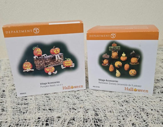 Dept56 Pumpkin Heads & Halloween Scenery Snow Village JOL Pumpkins MIB Free Ship