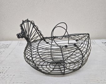 Wire Chicken Egg Basket Vintage Country Kitchen-Farmhouse Decor