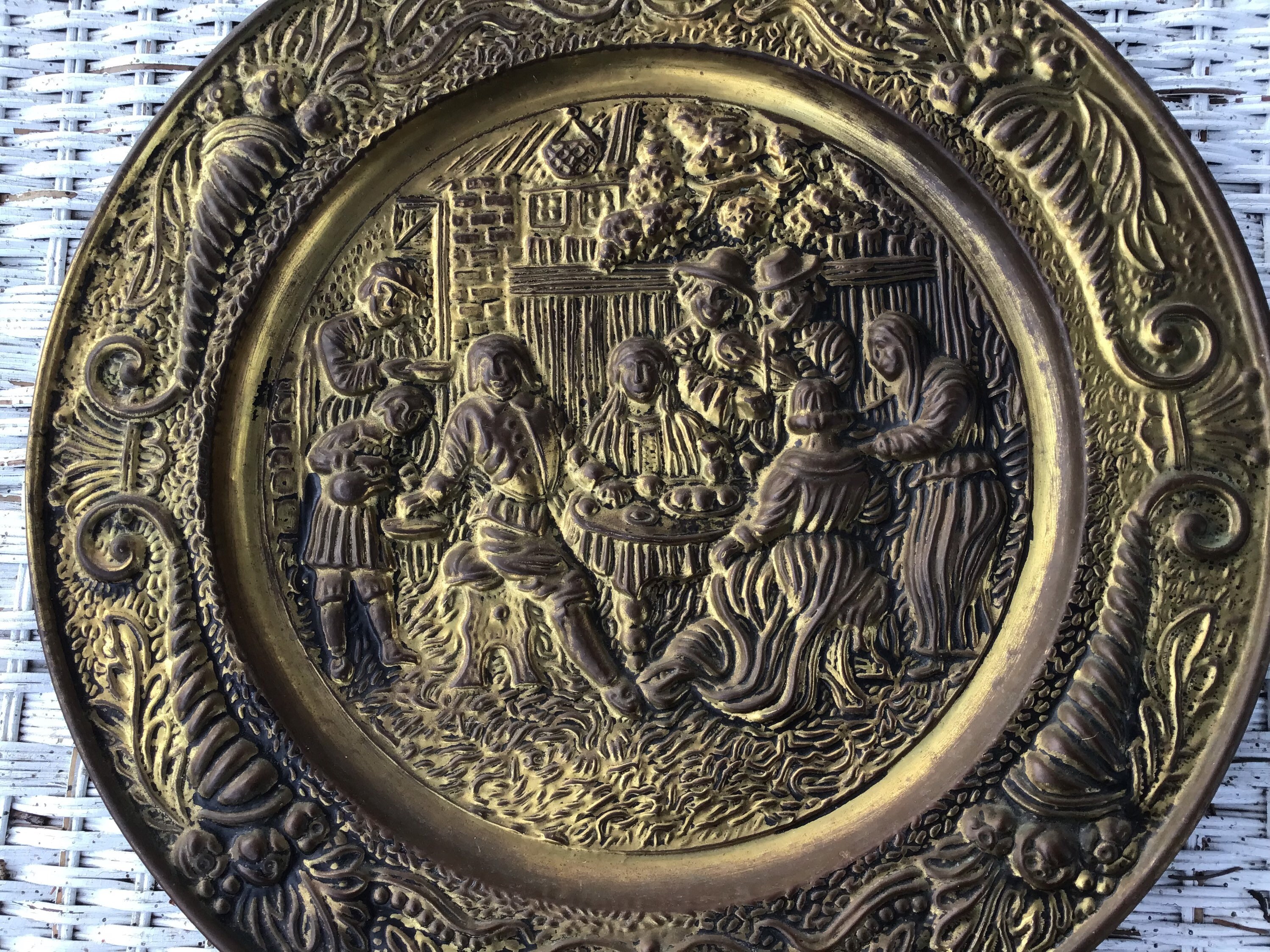 Antique Copper Plate Embossed English Tavern Scene Wall Etsy