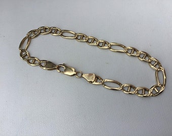 Gucci Figaro Link Bracelet 14k Yellow Gold 9.2 Grams Chunky Unisex 8"