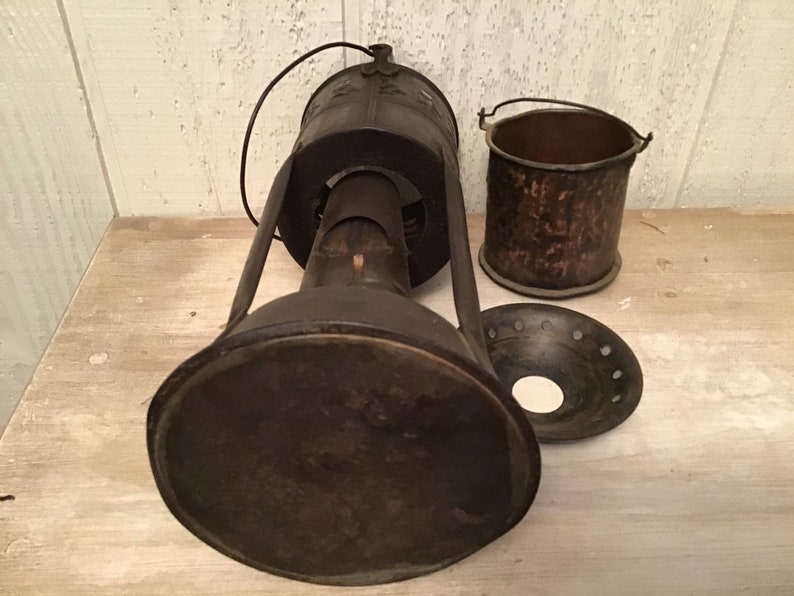 Primitive Fulton 1897 Glue Pot Heater Kerosene Lantern