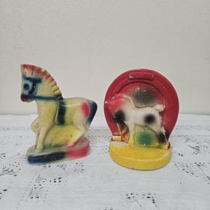 Carnival Prize Chalkware Horses Vintage Amusement Park Memorbilia