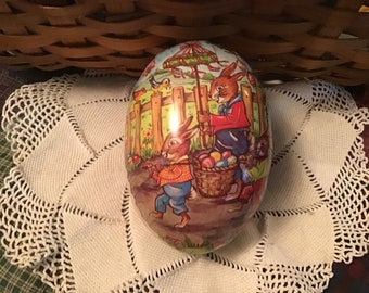 Paper Mache Egg Bunnies Antique Candy Container