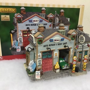 Lemax Mikes Auto Repair & Body Shop Harvest Crossing Village MIB Rare