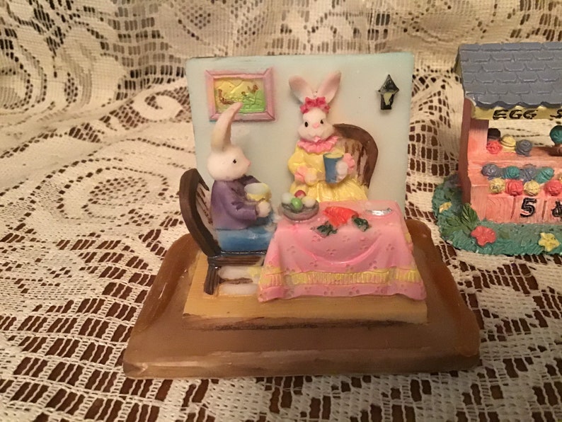 Village Bunnies Vintage Easter Bunny Accessories Figurines Lot of 5