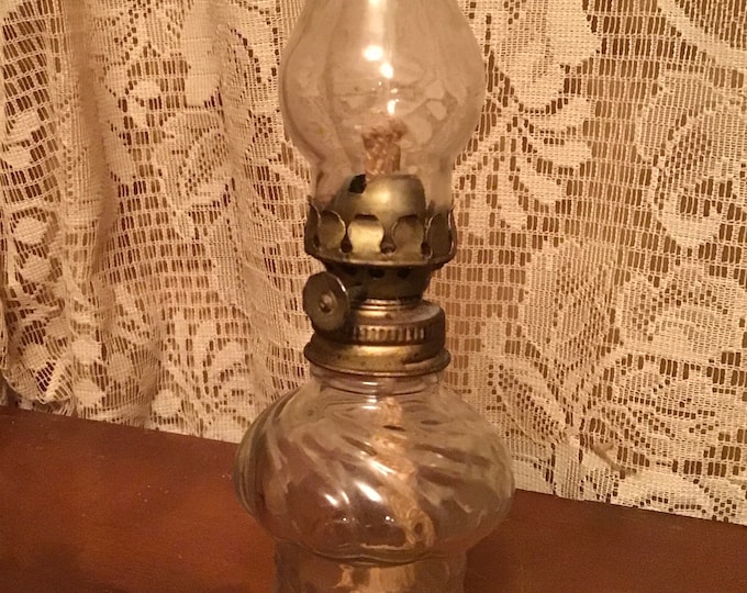 Antique Glass Kerosene/oil Lamp 1800's Brass Nutmeg Burner Etsy