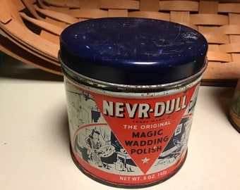 Nevr-dull Magic Wadding Polish 1941 Tin Can General Store Rare 