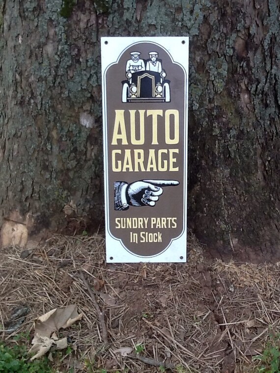 Vintage Porcelain Sign Auto Garage Sundry Parts Garage Barn Etsy