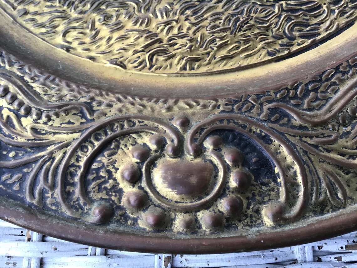 Antique Copper Plate Embossed English Tavern Scene Wall Etsy