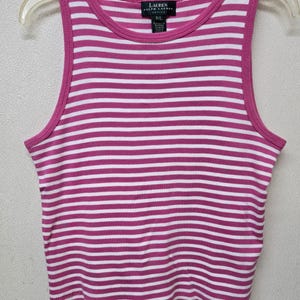 Pink Striped Tank Top Ralph Lauren Womens Petite Large