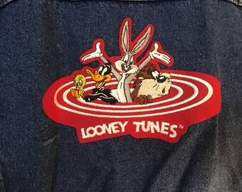 Vintage Jean Jacket Looney Tunes Patch Womens Size Large