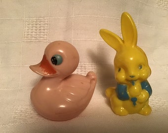 Irwin Easter Bunny & Pink Duck Rattles 1950’s Retro