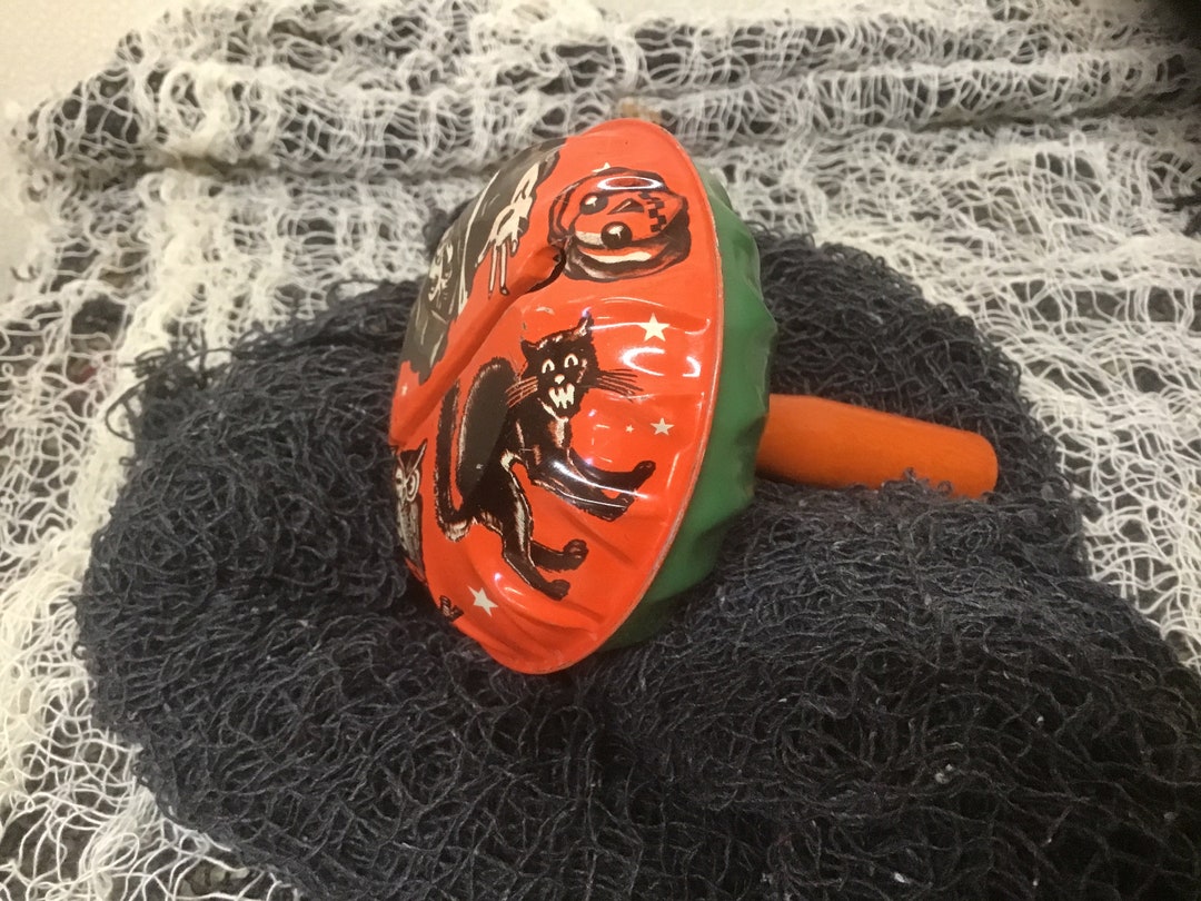 Halloween Noisemaker Witch Black Cat Wood Handle US Metal Etsy