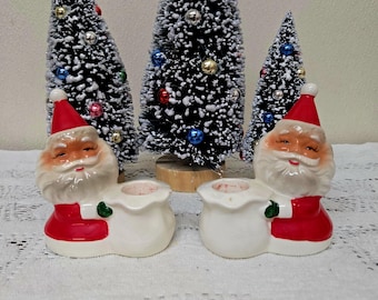 Holt Howard Santa Candle Holders MCM Christmas Retro Holiday Decor