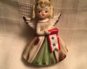 July Angel Girl Figurine Inarco Ceramic Adorable Holiday Decor
