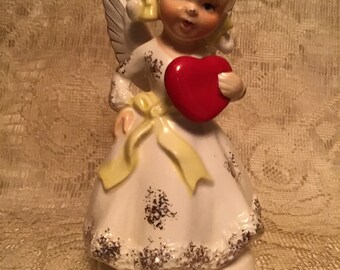 Ucagco February Angel Valentines Day Figurine MCM Holiday Decor