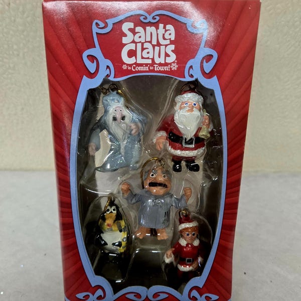 Santa Claus is Comin to Town Mini Ornaments MIB Set