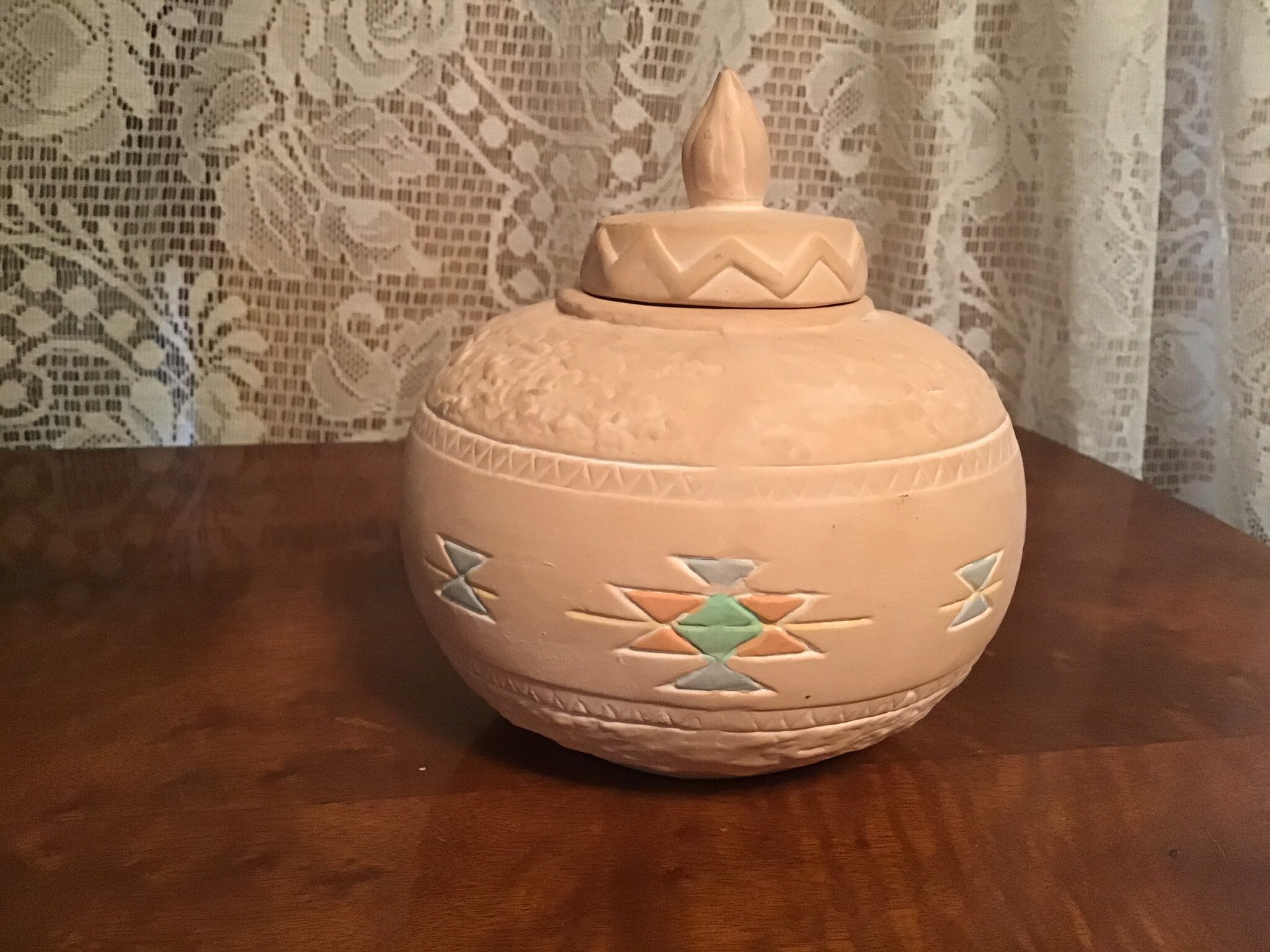 Pink Terra Cotta Vase Compote Aztec South Western Home Decor Etsy