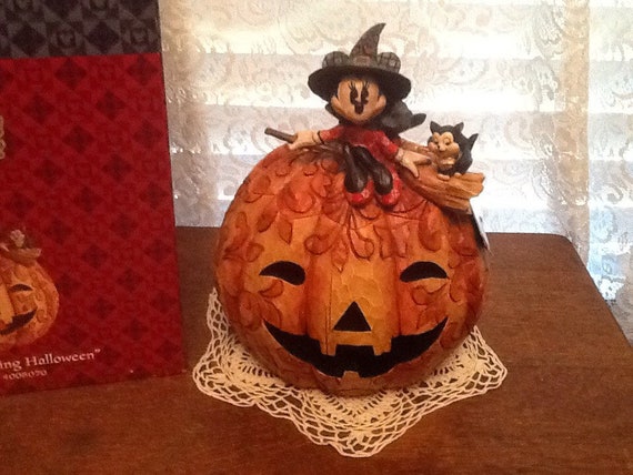 Jim Shore Halloween Minnie Mouse On Pumpkin Candle Holder Etsy