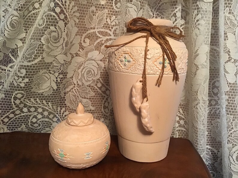 Pink Terra Cotta Vase Compote Aztec South Western Home Decor Etsy