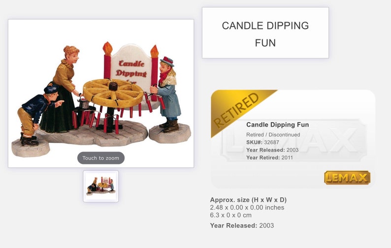 Lemax Packing Candles & Candle Dipping Fun Rare Christmas Village