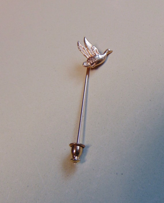 Duck Stick Pin 14k Yellow Gold Vintage 80's Jewel… - image 1