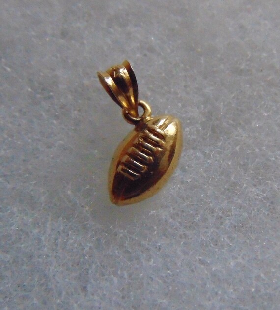 Football Charm 14k Yellow Gold Small Necklace or … - image 1