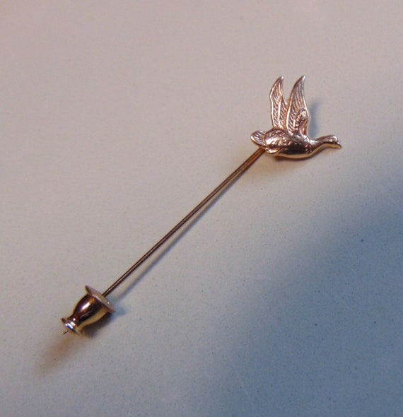 Duck Stick Pin 14k Yellow Gold Vintage 80's Jewel… - image 3